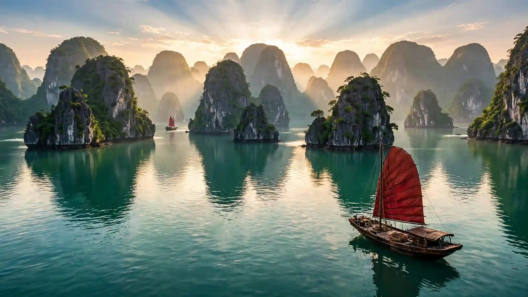 Baie d'Halong au lever du soleil